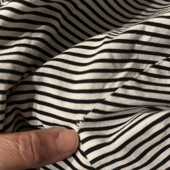 Planet by Lauren G Mixed Stripe Button Down Tunic Shirt with Pockets Sz2 Large - Picture 10 of 11